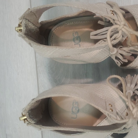 Ugg Australia Women Yasmin Snake Leather Ankle Zip Back Wedge Sandals shoes 7.5 - Picture 5 of 12